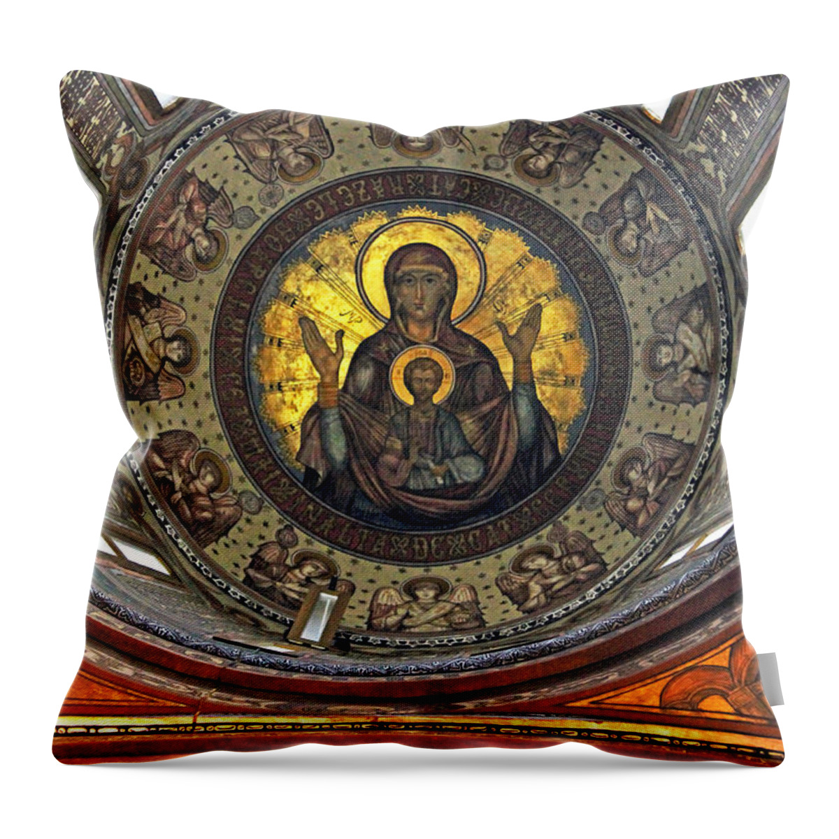 Dome In Patriarchal Cathedral Throw Pillow featuring the photograph Dome in Patriarchal Cathedral by Tony Murtagh