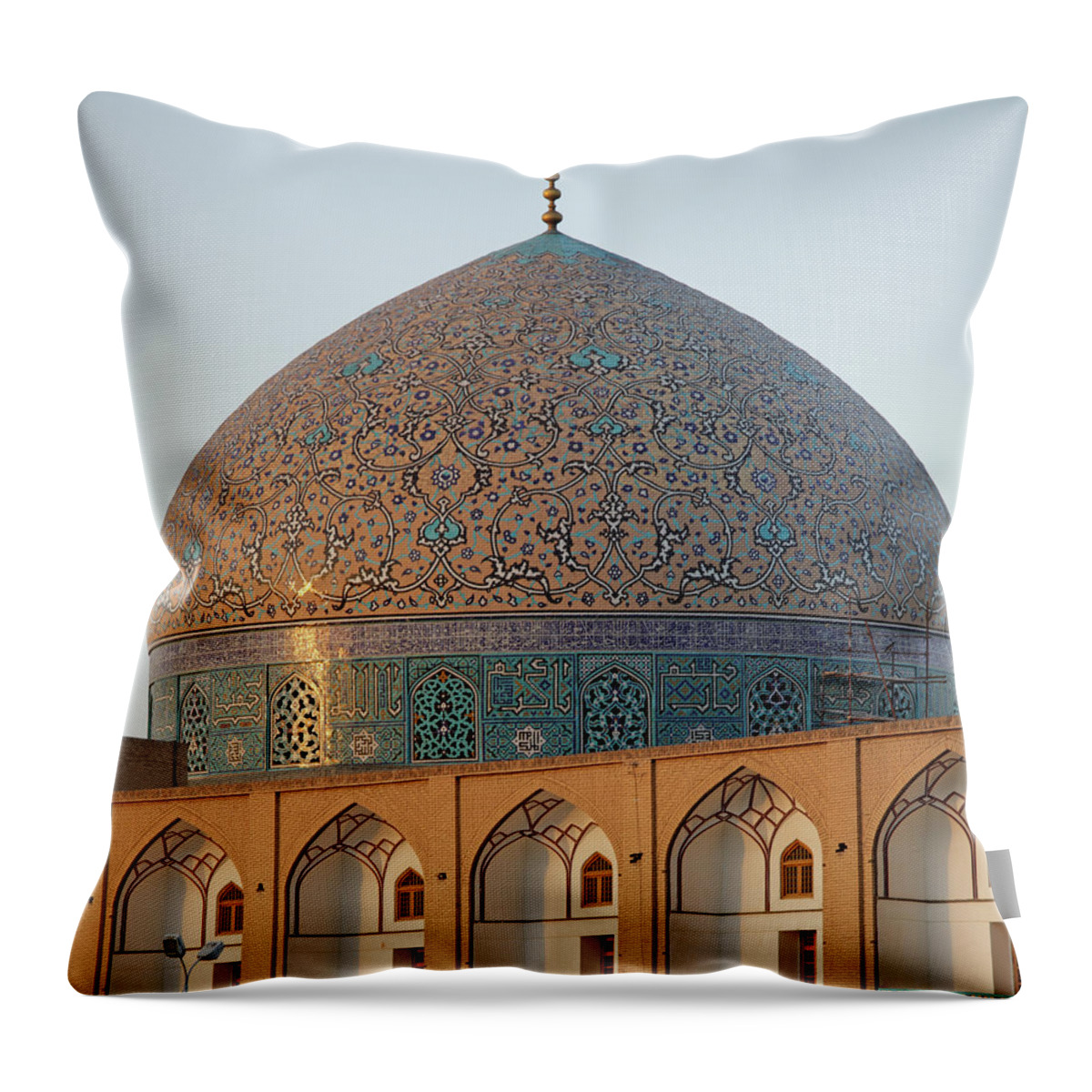 Arch Throw Pillow featuring the photograph Dome Of The Sheikh Lotf Allah Mosque In by Massimo Pizzotti