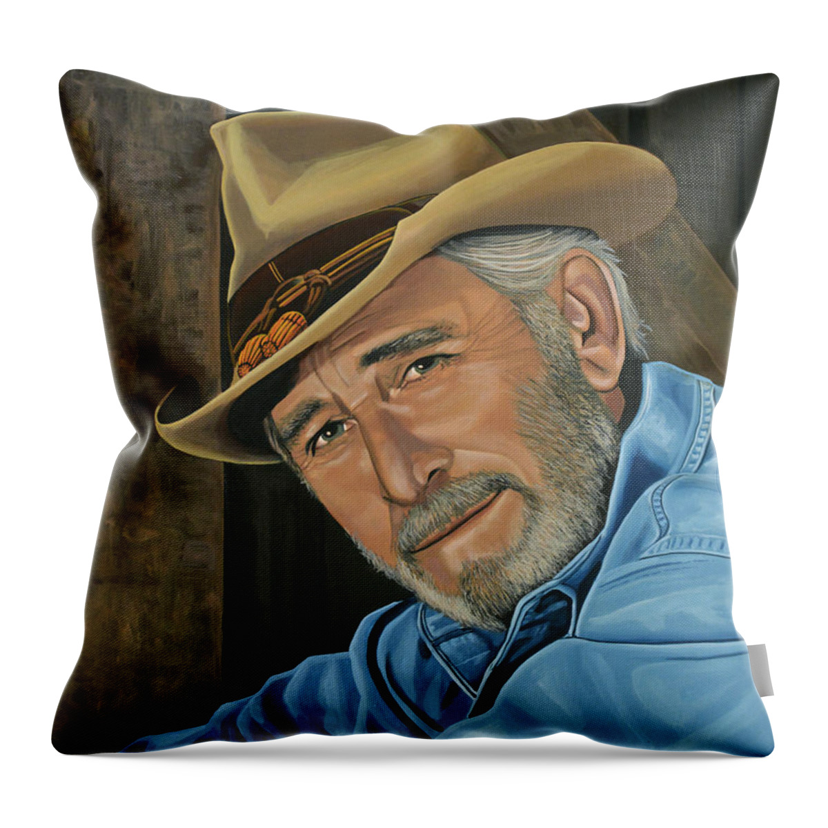Don Williams Throw Pillow featuring the painting Don Williams Painting by Paul Meijering