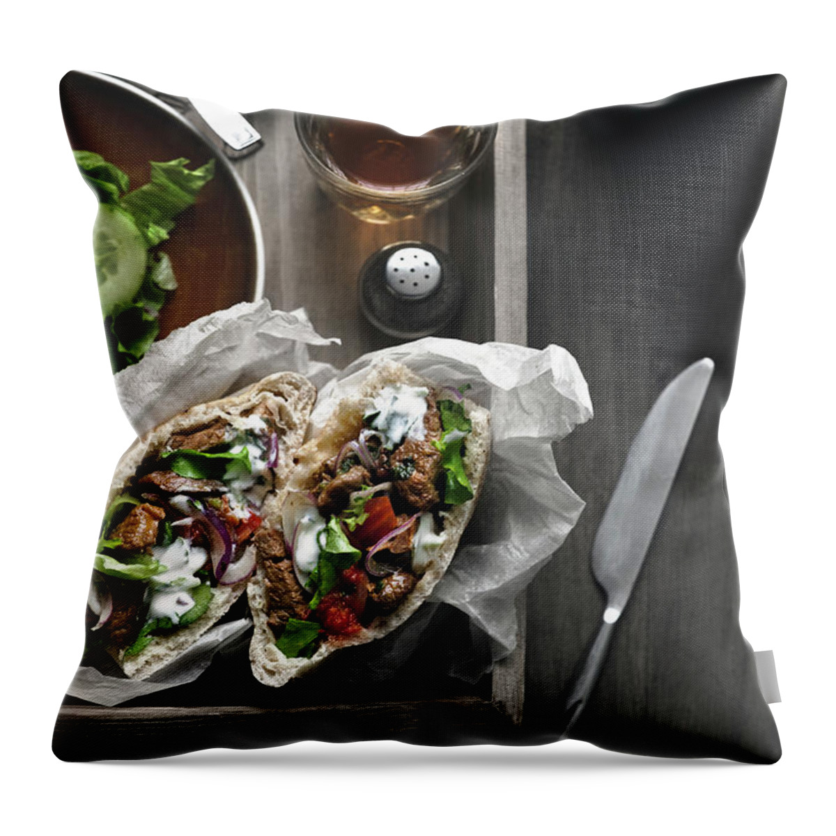 Gstaad Throw Pillow featuring the photograph Doner Kebabs by A.y. Photography