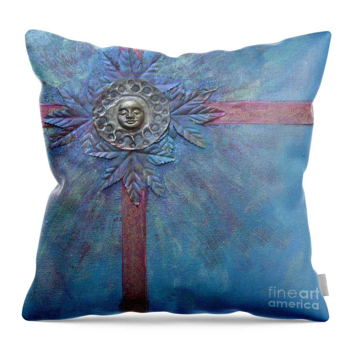 Mixed Media. Collage Throw Pillow featuring the mixed media Dongzhi Winter Solstice by Ellen Miffitt