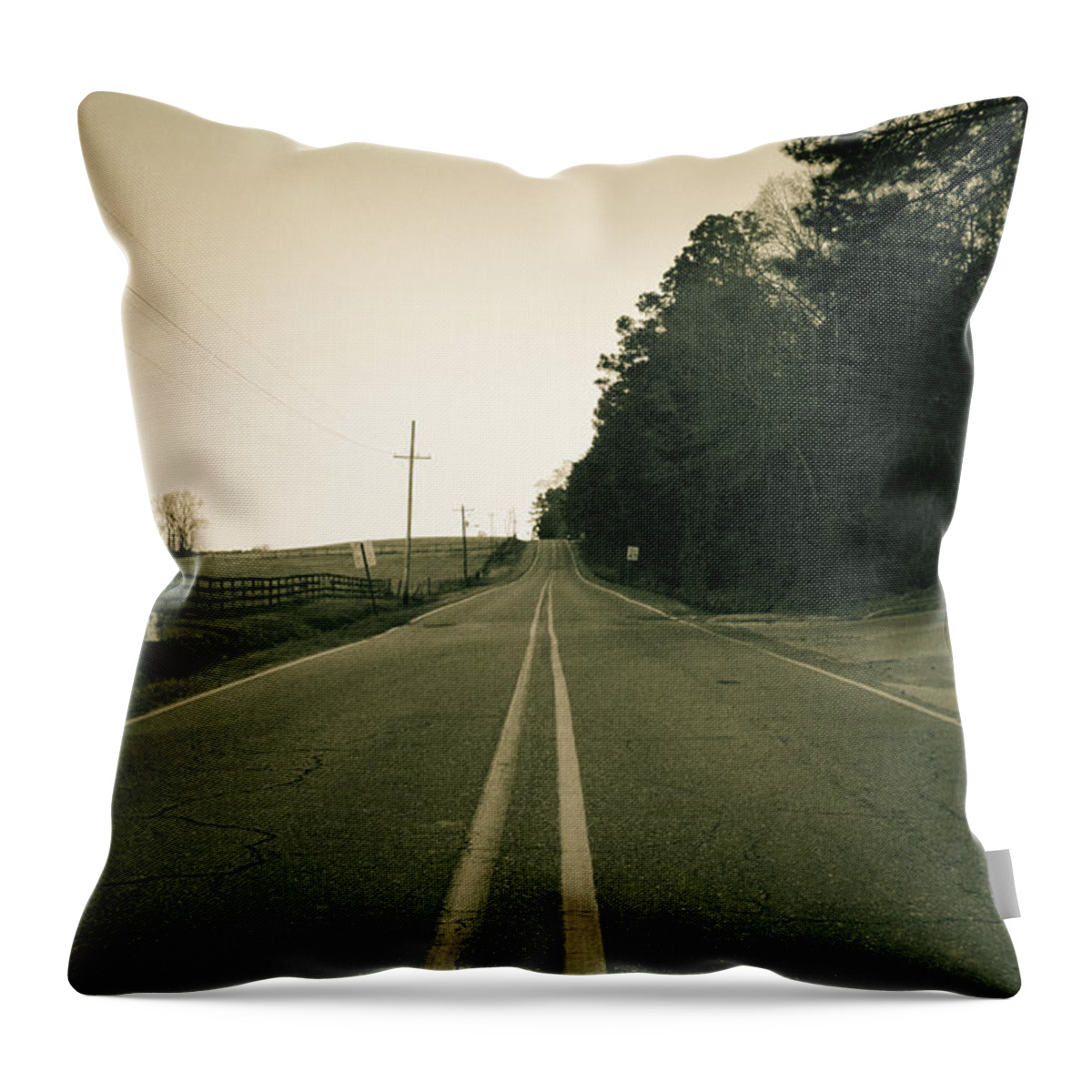 Road Throw Pillow featuring the photograph Don't Cross The Double Line by Eugene Campbell