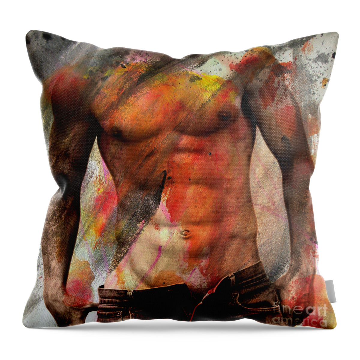 Male Nude Throw Pillow featuring the painting Don't Explain by Mark Ashkenazi