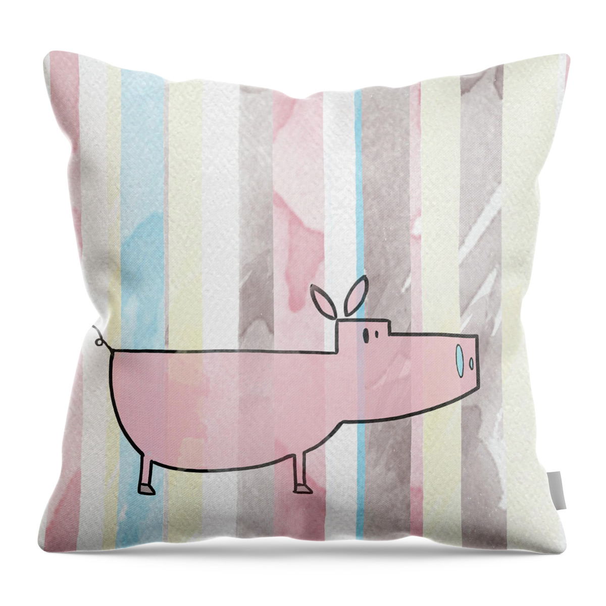 Doodle Throw Pillow featuring the mixed media Doodle Farm On Watercolor II by Shelley Lake