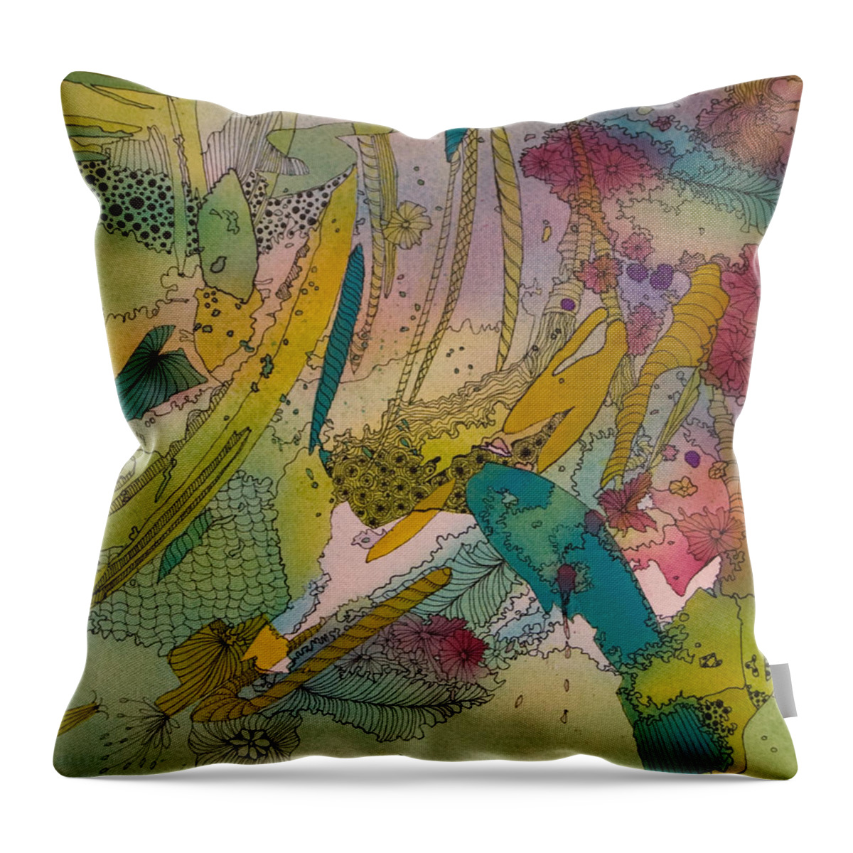 Doodle Throw Pillow featuring the painting Doodles with Abstraction by Terry Holliday