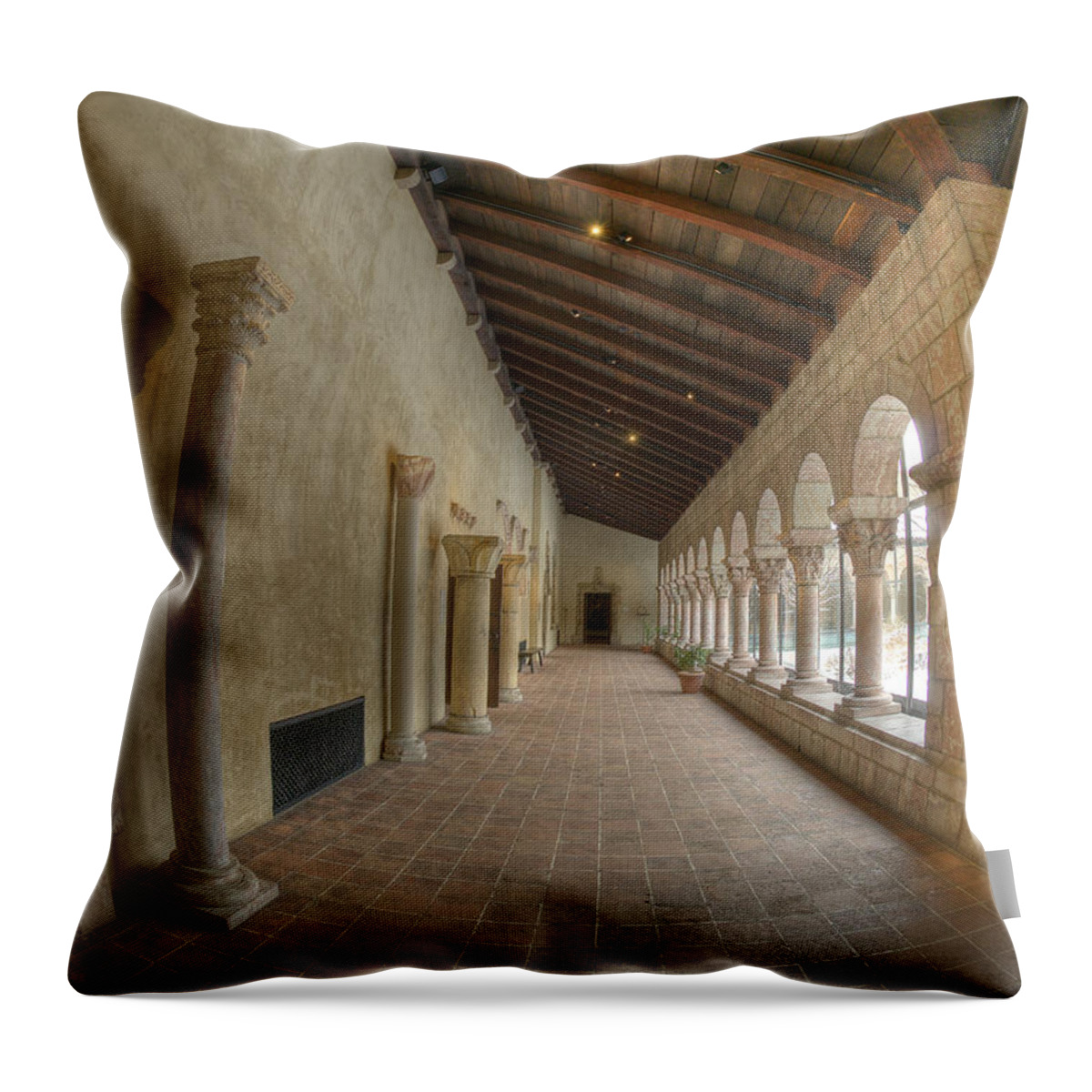 Hallway Throw Pillow featuring the photograph Door at the end by Roni Chastain
