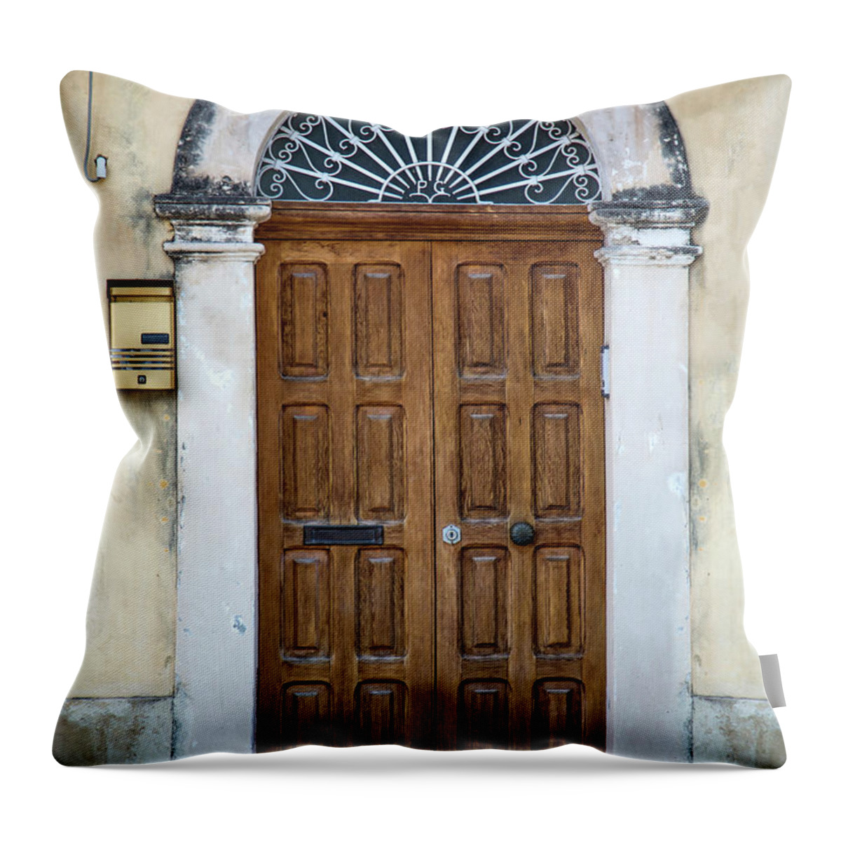 Handle Throw Pillow featuring the photograph Door From Sicily by Boggy22