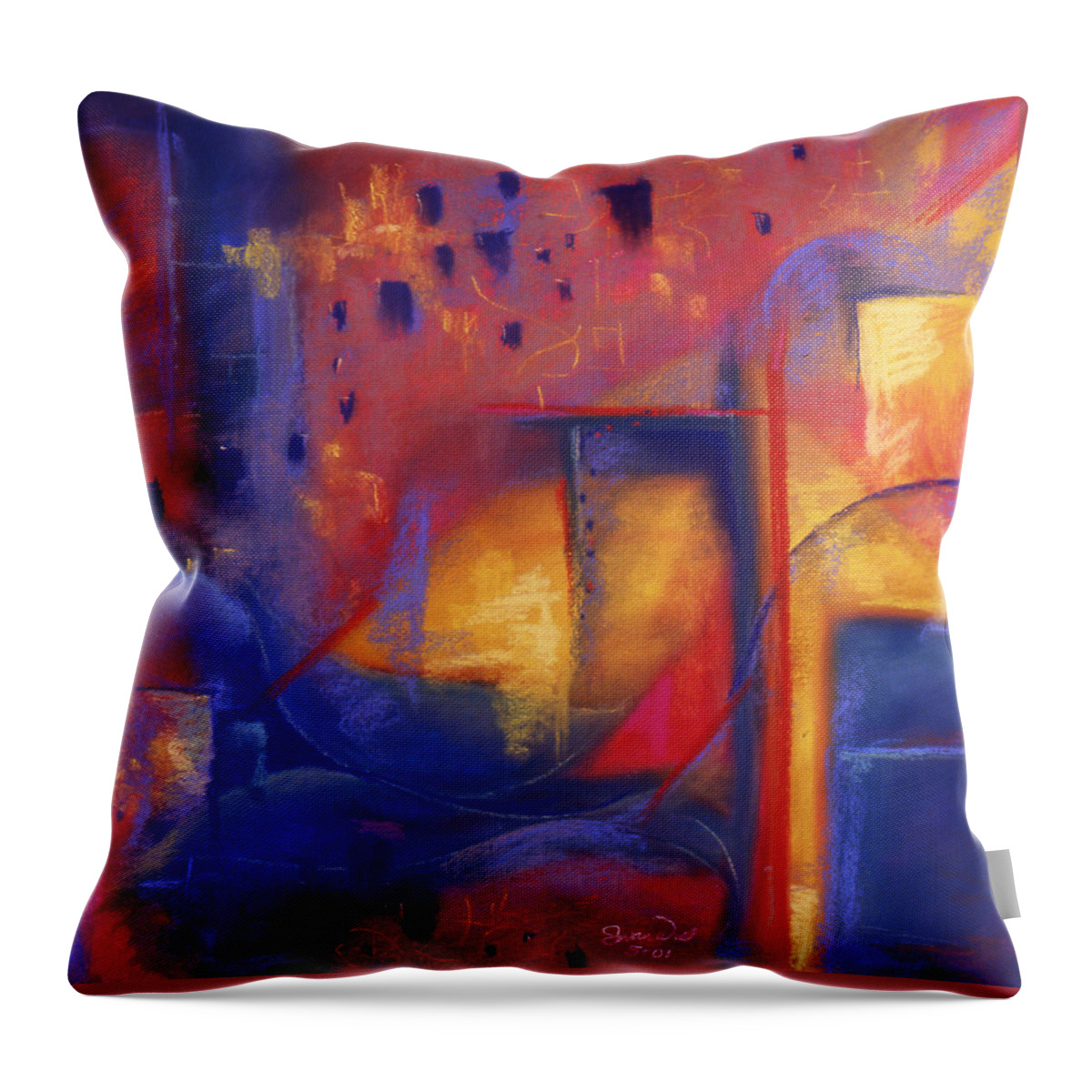 Abstract Throw Pillow featuring the pastel Doorways by Susan Will