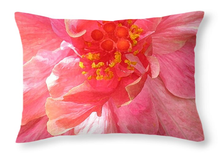 Hawaii Iphone Cases Throw Pillow featuring the photograph Double Pink Hibiscus by James Temple