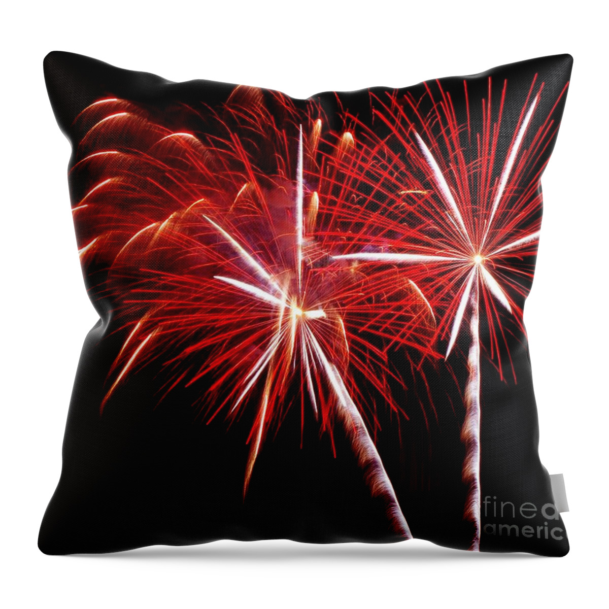 Fireworks Throw Pillow featuring the photograph Double Red by Kathleen Struckle