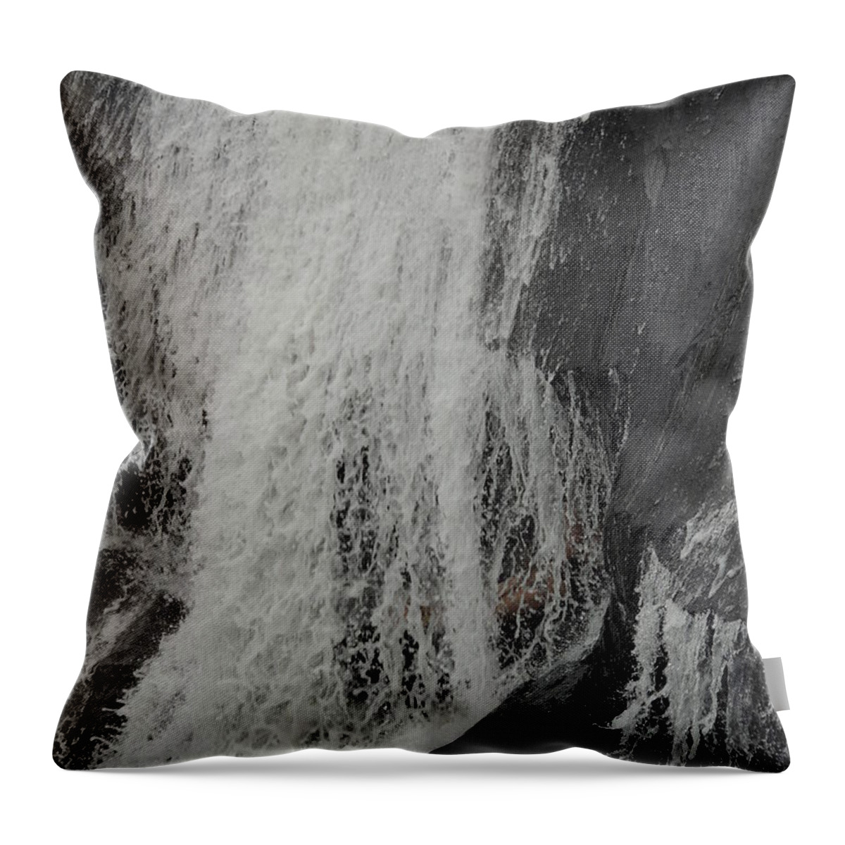 Waterfall Throw Pillow featuring the photograph Down comes the Rush Water by Aaron Martens