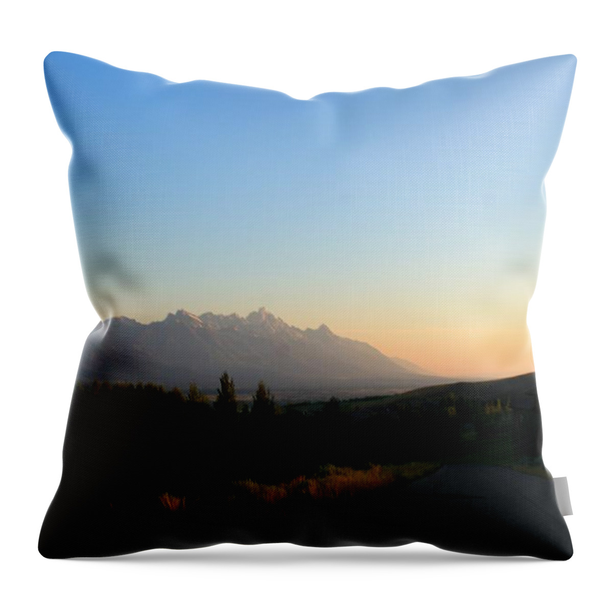 Grand Tetons Throw Pillow featuring the photograph Down that road by Catie Canetti