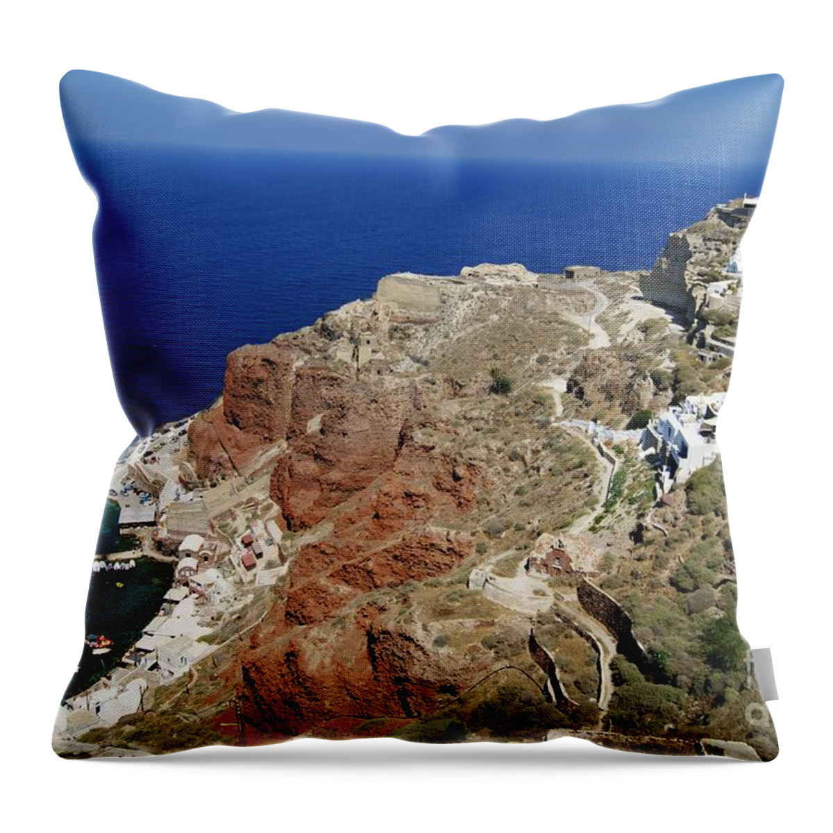  Blue Throw Pillow featuring the photograph Down To The Harbor by David Birchall