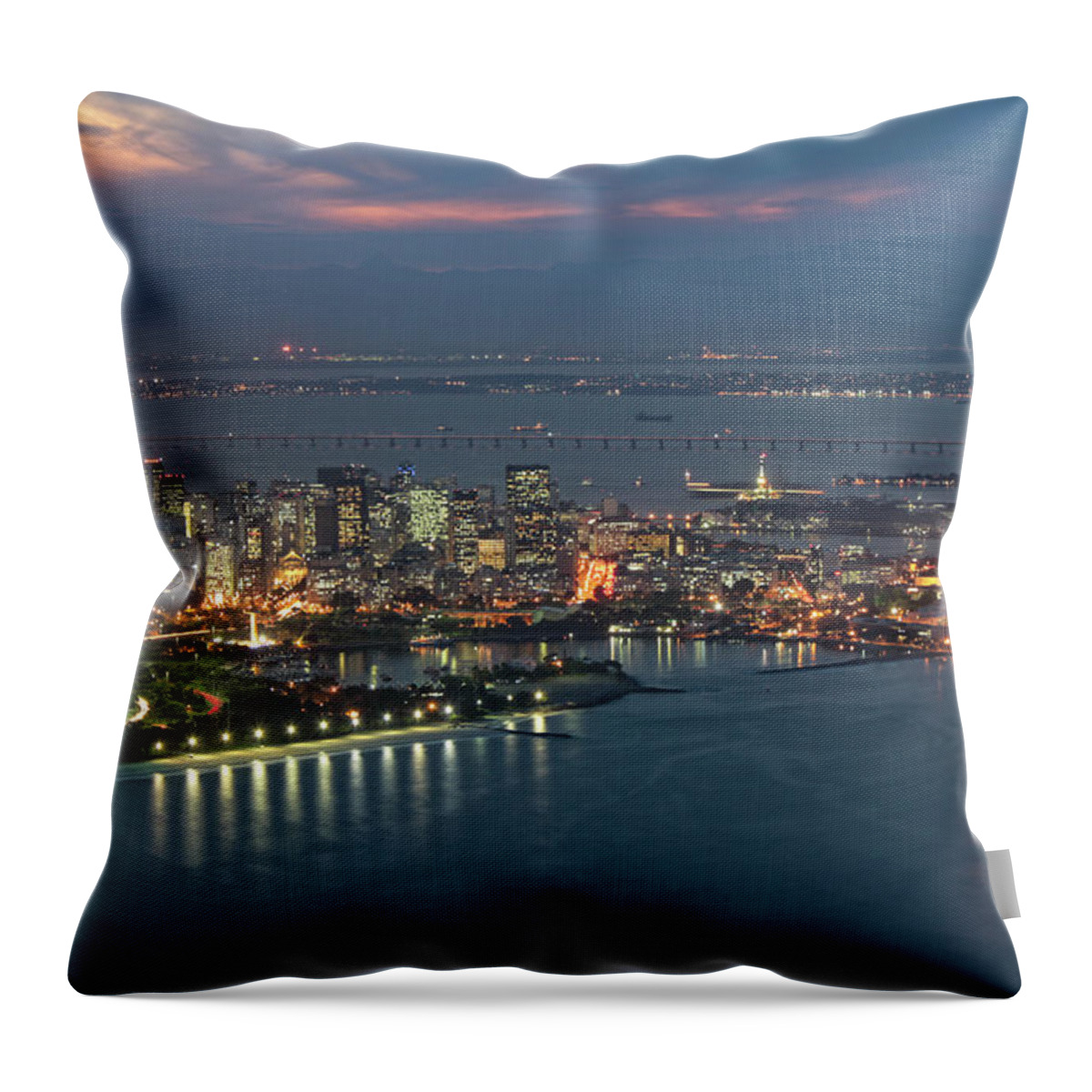 Scenics Throw Pillow featuring the photograph Downtown And Santos Dumont Airport by Antonello