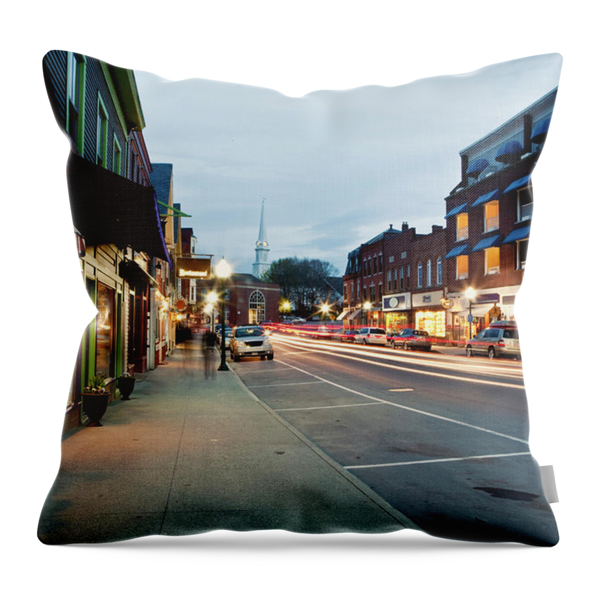 Camden Throw Pillow featuring the photograph Downtown Camden, Maine Is Seen At by Chris Bennett
