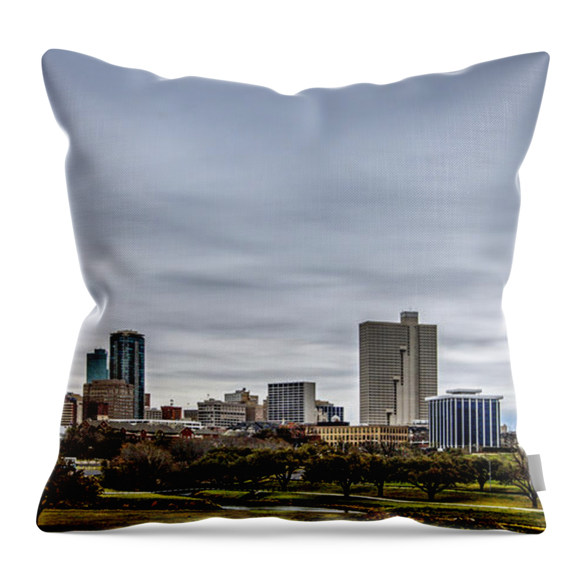 Fort Worth Throw Pillow featuring the photograph Downtown Fort Worth Trinity Trail by Jonathan Davison