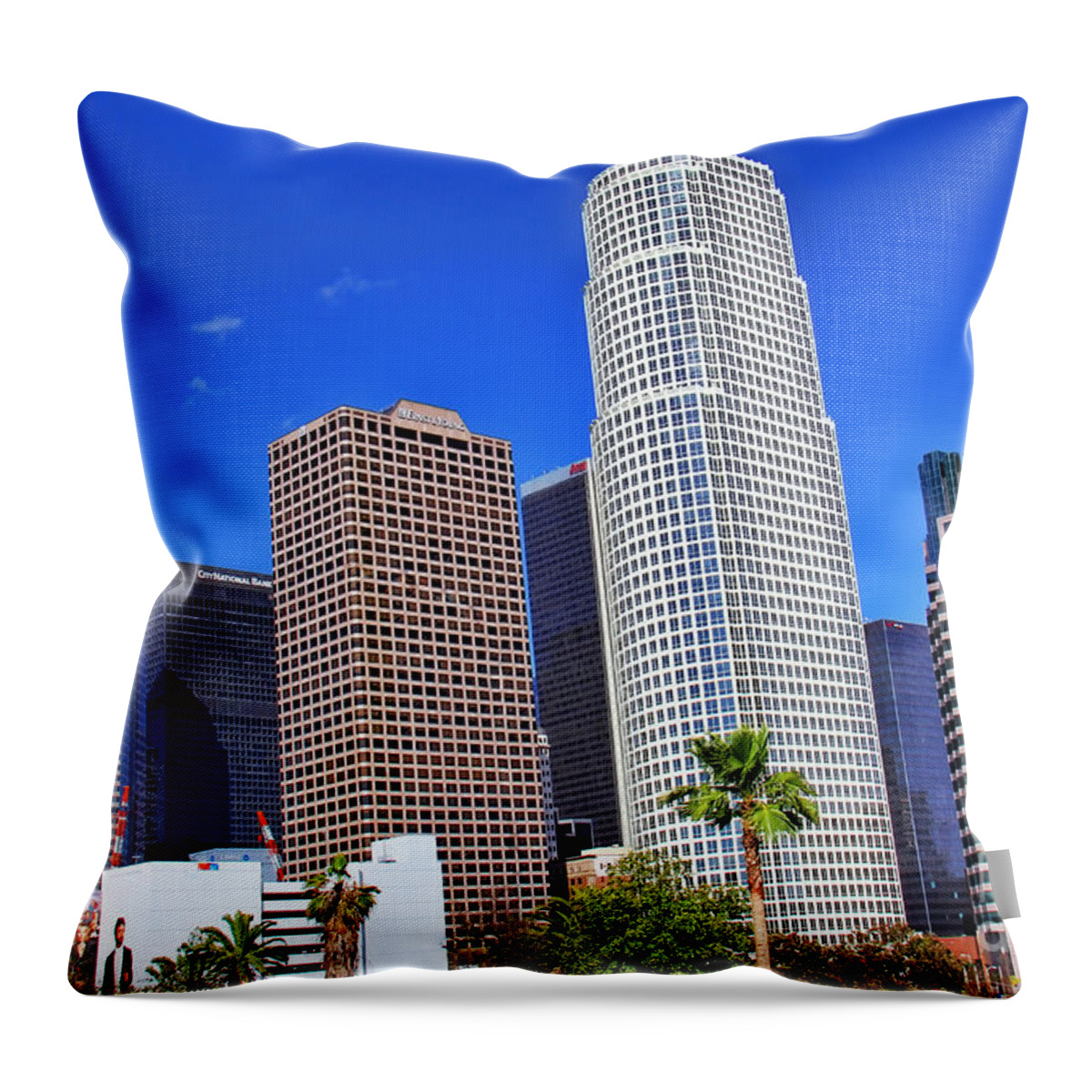Downtown Los Angeles Throw Pillow featuring the photograph Downtown Los Angeles by Mariola Bitner