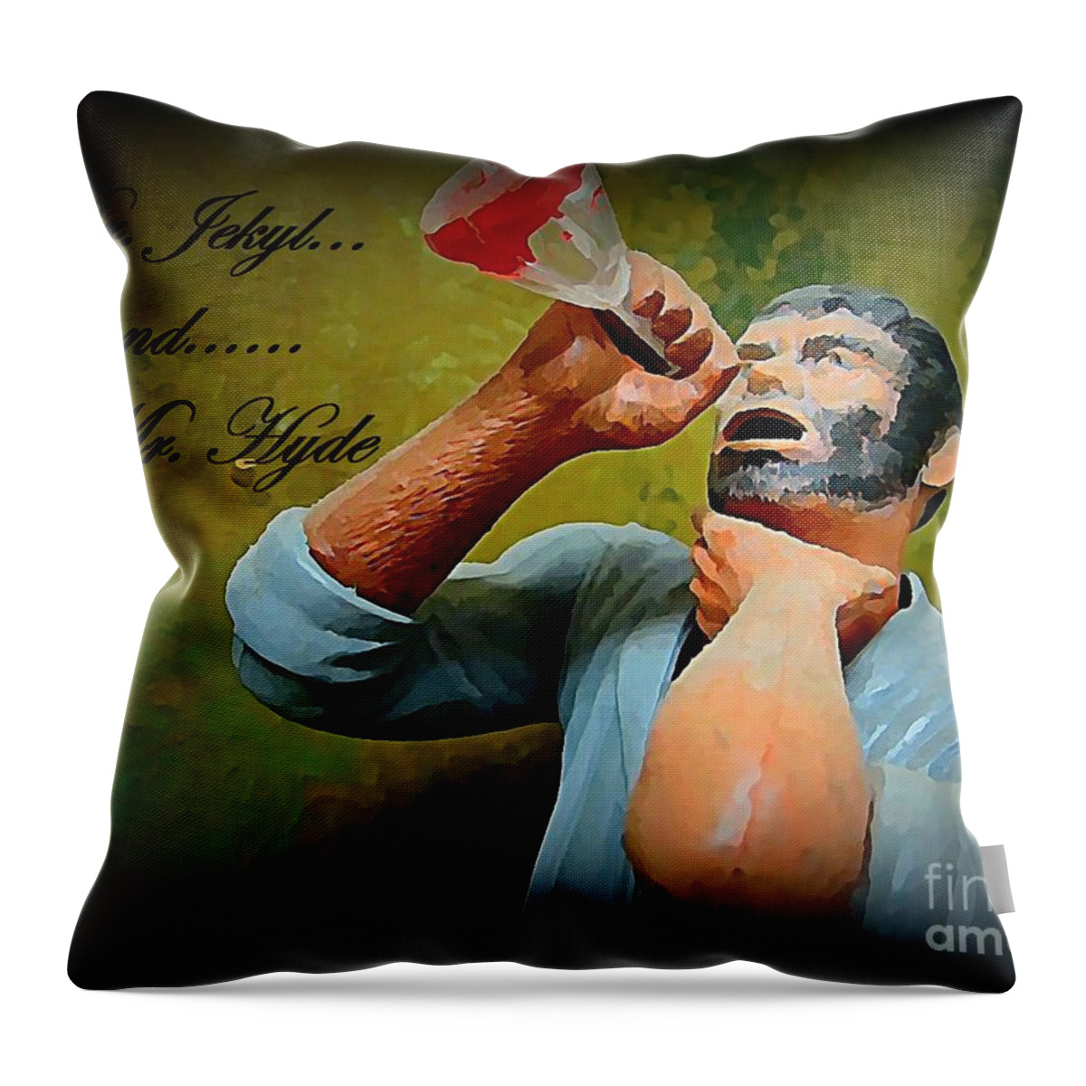 Nightmares Throw Pillow featuring the painting Dr. Jekyl and Mr. Hyde by John Malone