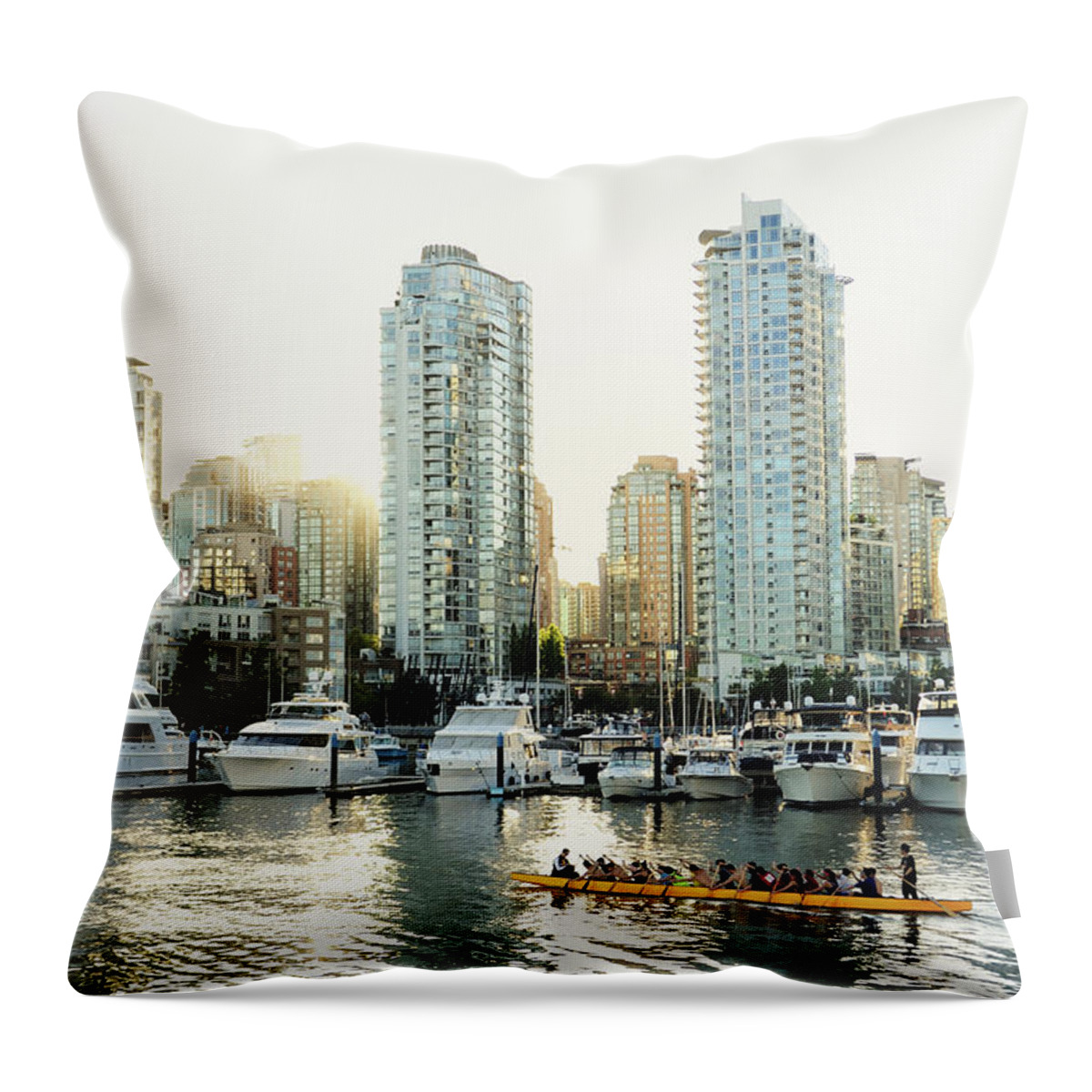 Tranquility Throw Pillow featuring the photograph Dragon Boating In Vancouver by Carlina Teteris