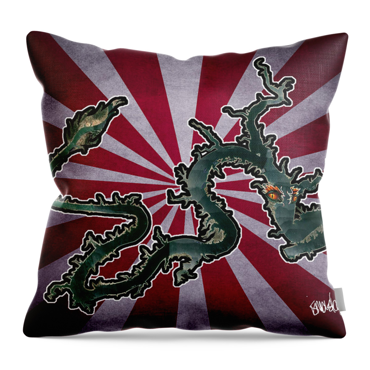 Abstract Throw Pillow featuring the digital art Dragon of the Colorado by Ismael Cavazos