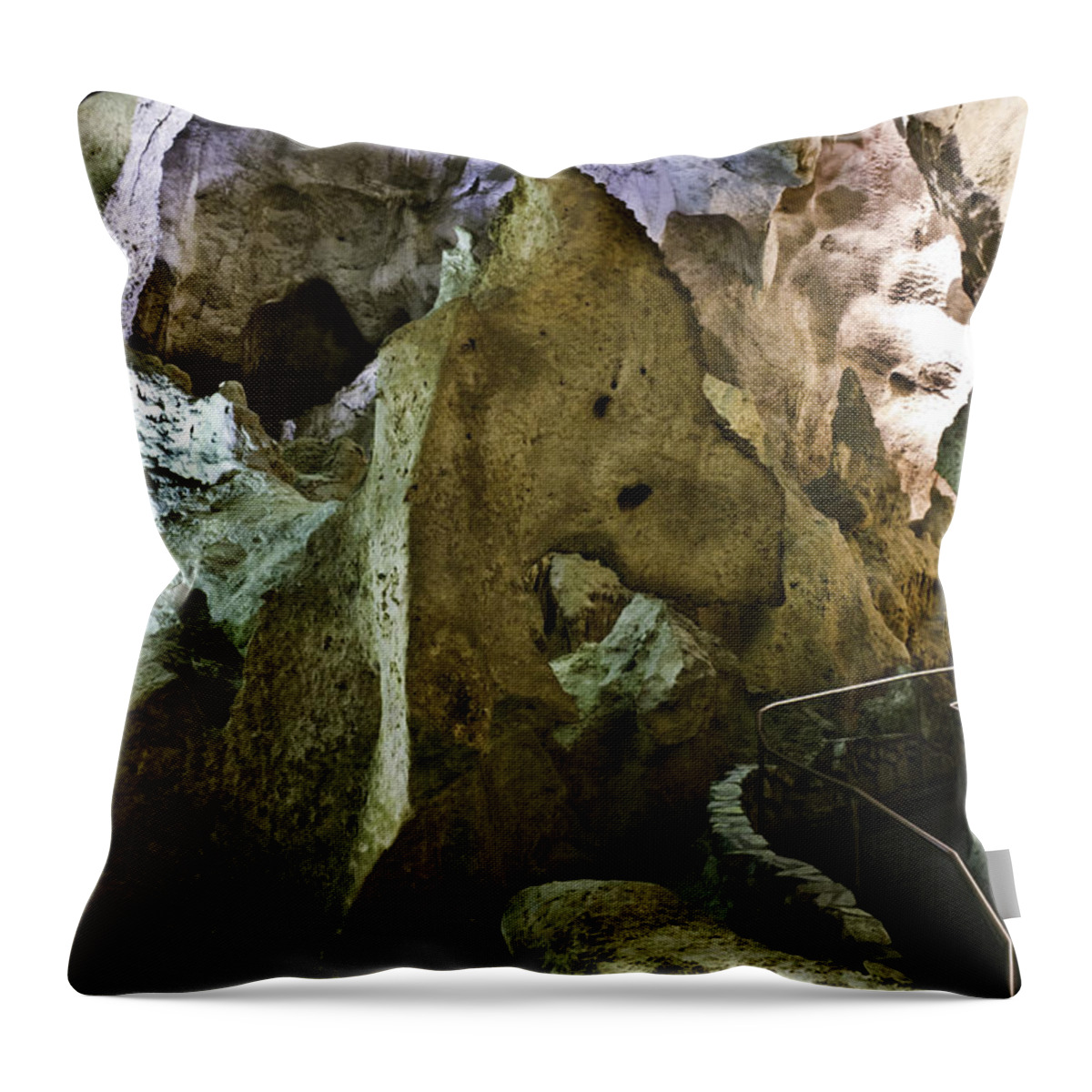 Carlsbad Cavern Throw Pillow featuring the digital art Dragon Shape in Carlsbdad Cavern by Georgianne Giese