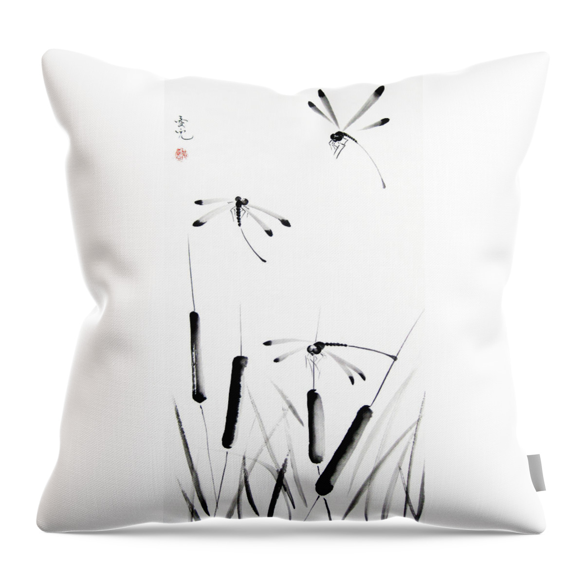 Dragonfly Throw Pillow featuring the painting Dragonfly Dance by Oiyee At Oystudio