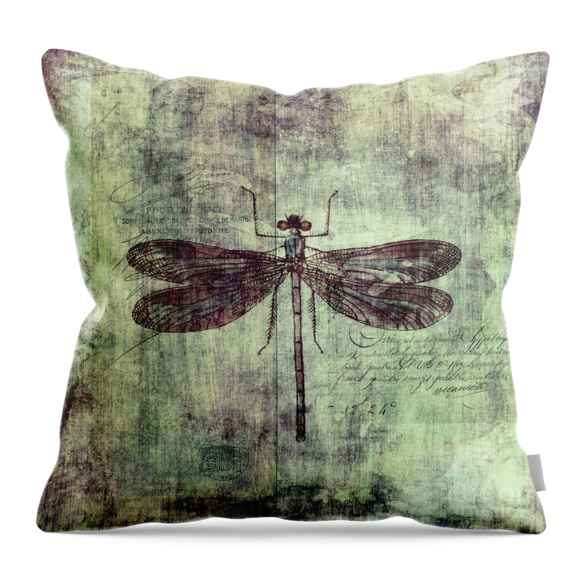 Illustration Throw Pillow featuring the photograph Dragonfly by Priska Wettstein