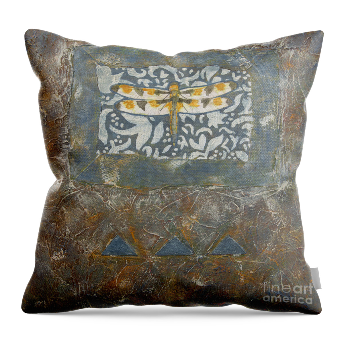 Dragonfly Throw Pillow featuring the painting Dragonfly by Sandra Neumann Wilderman