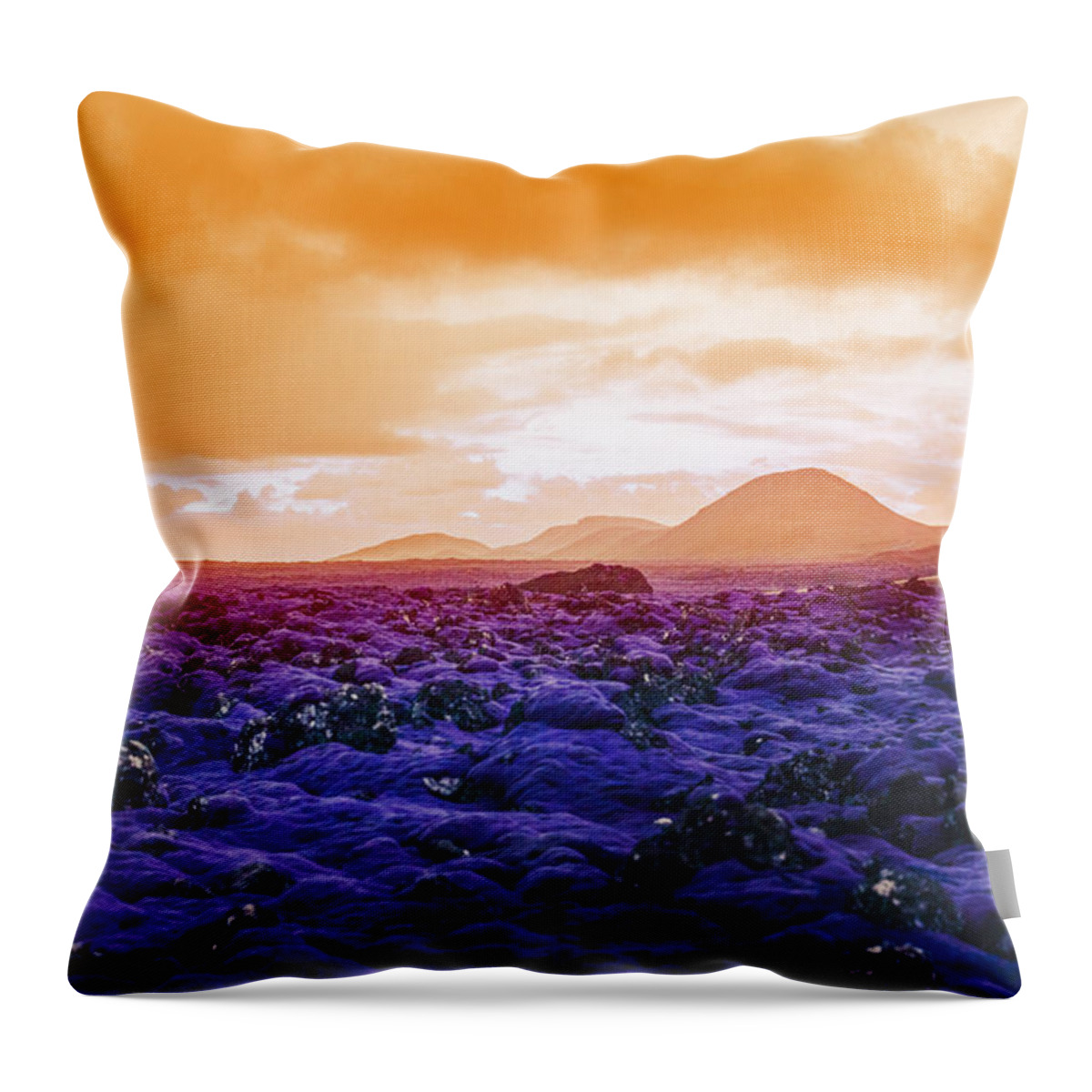 Tranquility Throw Pillow featuring the photograph Dramatic Landscape Against Cloudy Sky by Portra