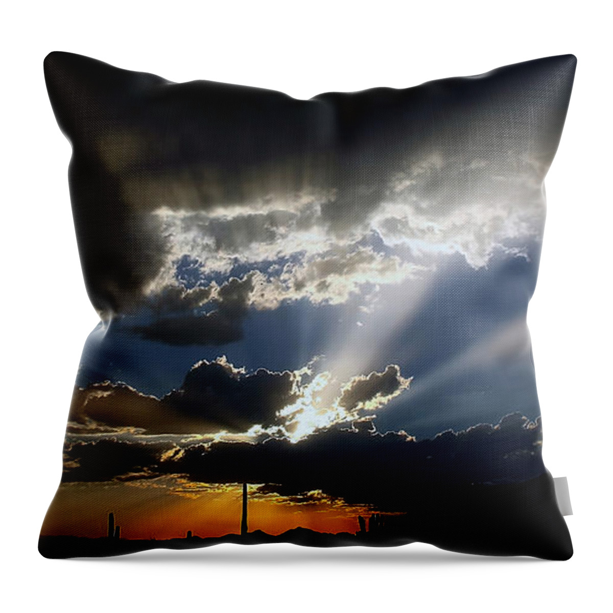 Clouds Throw Pillow featuring the photograph Dramatic Monsoon Sunset by Elaine Malott