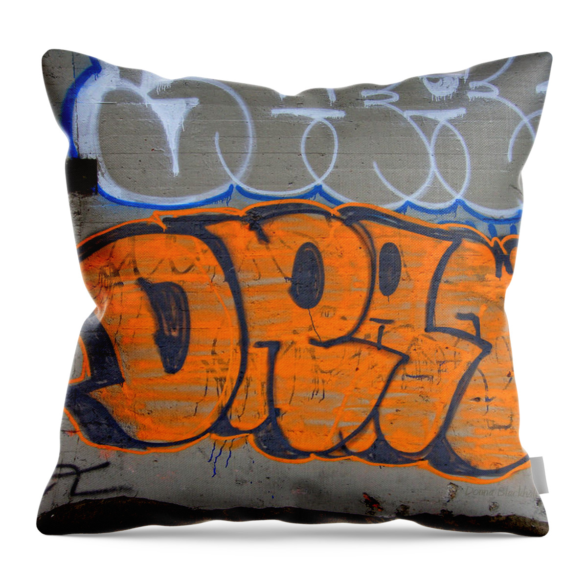 Graffiti Throw Pillow featuring the photograph Drat by Donna Blackhall