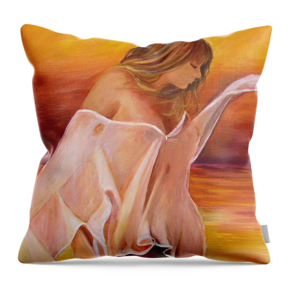 Woman Throw Pillow featuring the painting Dream by Sheri Chakamian