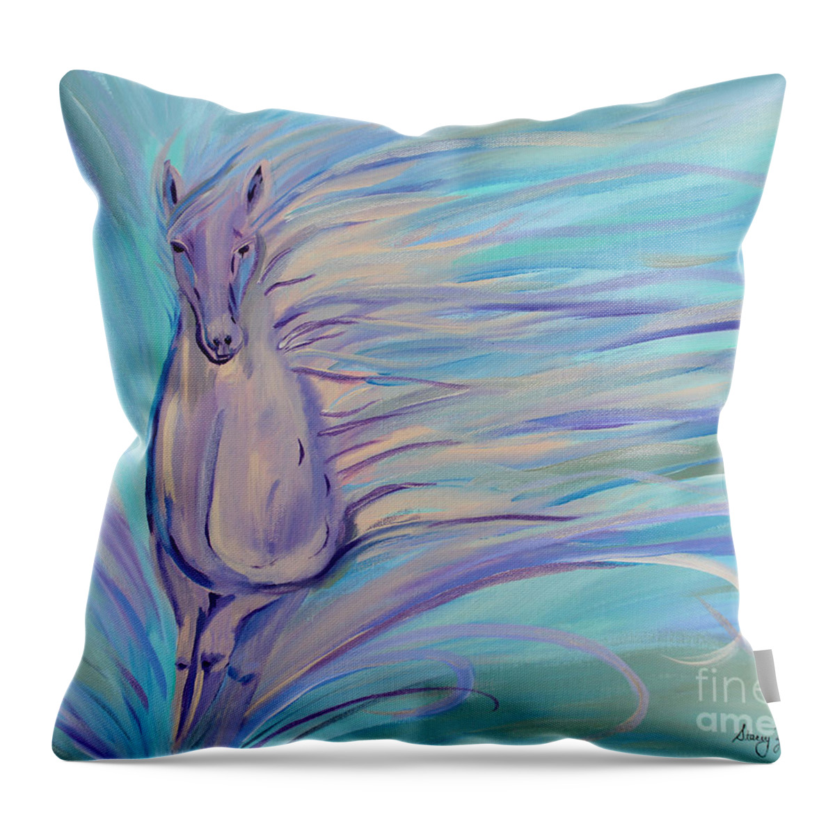 Horse Throw Pillow featuring the painting Dreamer by Stacey Zimmerman