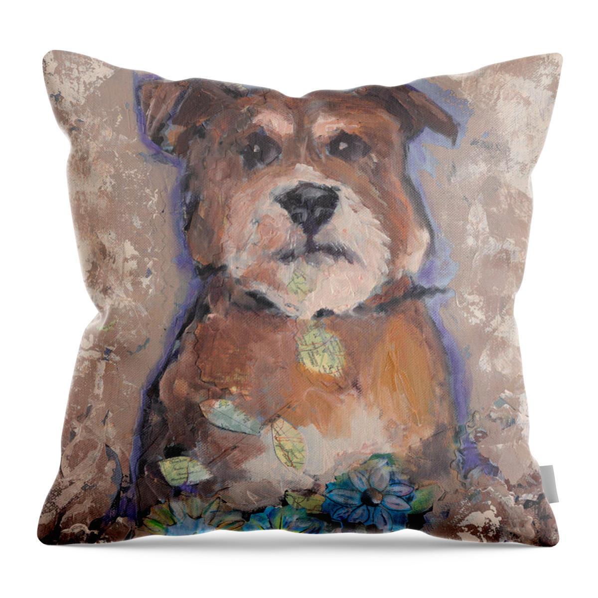 Terrier Throw Pillow featuring the painting Dreaming of Spring by Robin Wiesneth