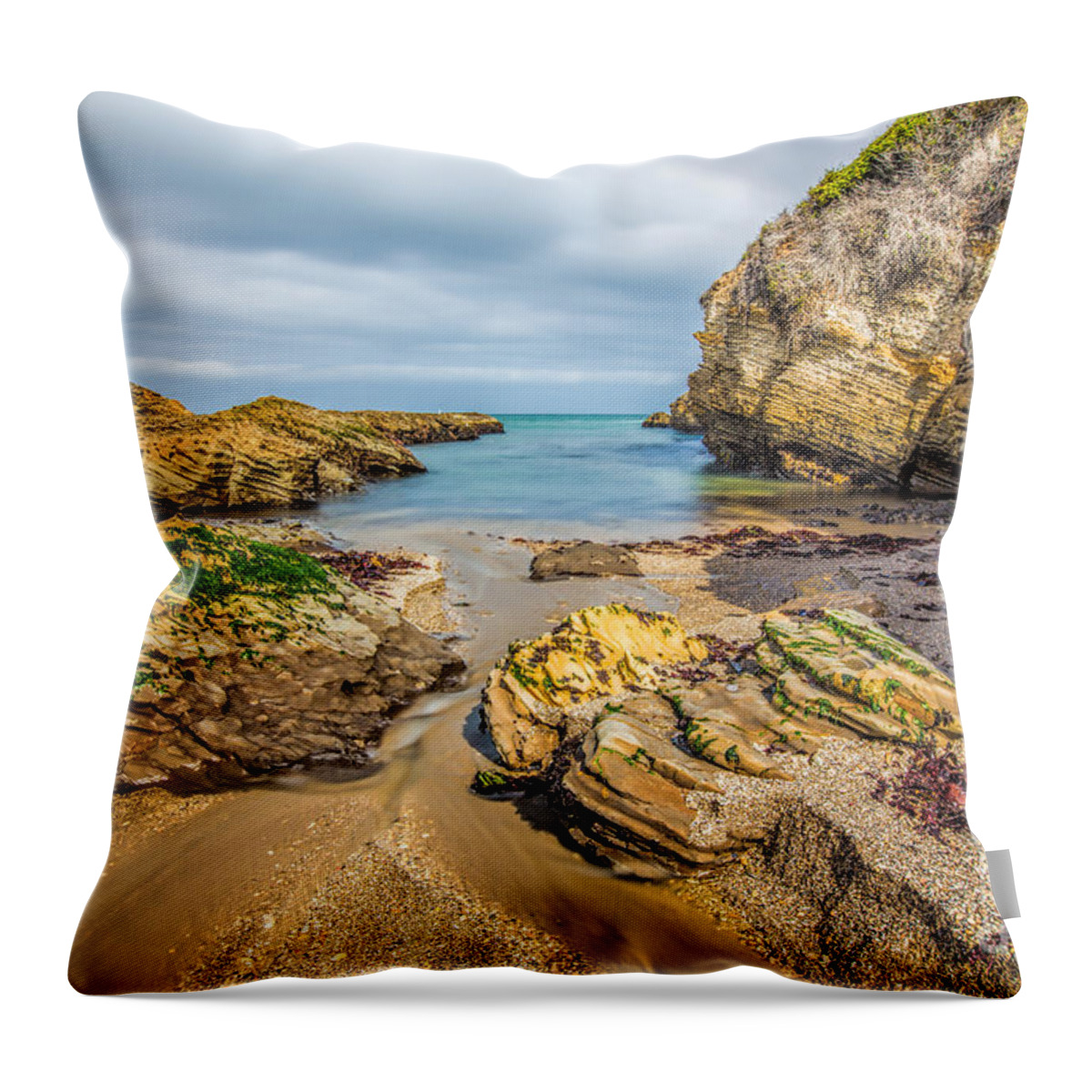 Seascape Throw Pillow featuring the photograph Dreamy Ocean Cove by Mimi Ditchie
