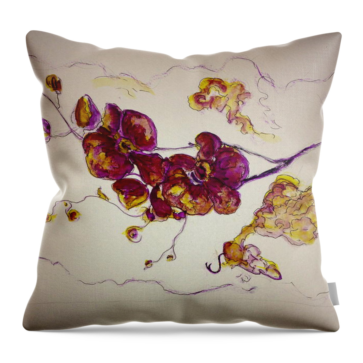 Flowers Throw Pillow featuring the painting Dreamy orchid by Rae Chichilnitsky