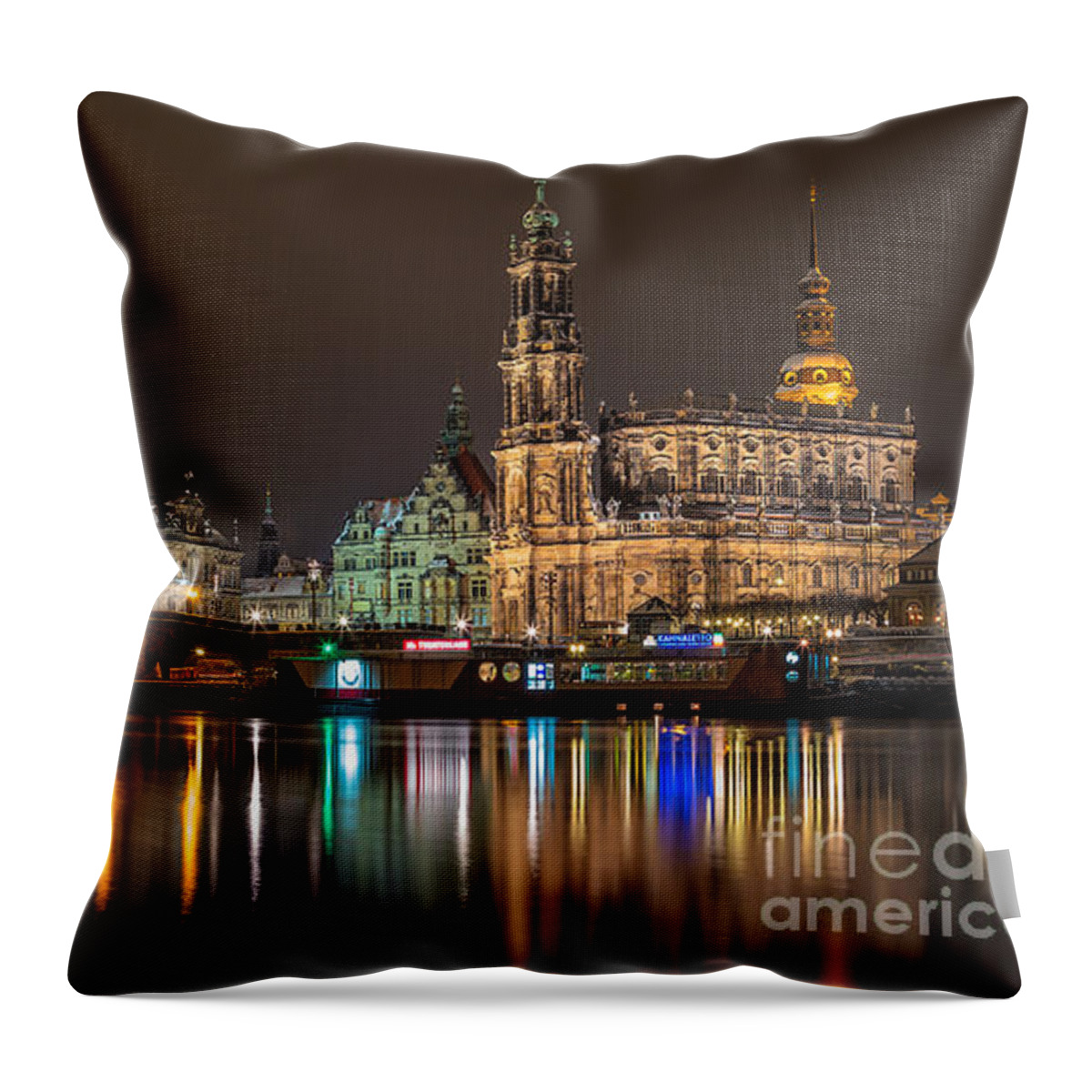 Dresden Throw Pillow featuring the photograph Dresden by Night by Bernd Laeschke