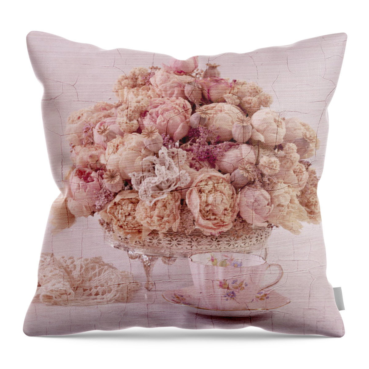 Dried Peonies Throw Pillow featuring the photograph Dried Peony Still Life by Sandra Foster