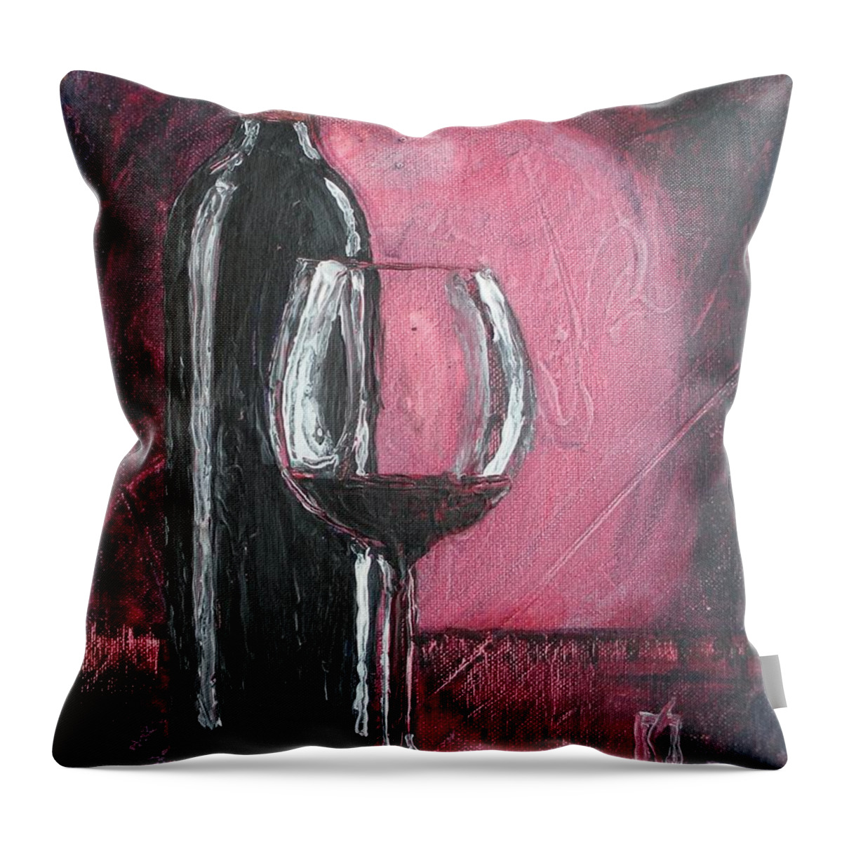 Wine Throw Pillow featuring the painting Drink by Lee Stockwell