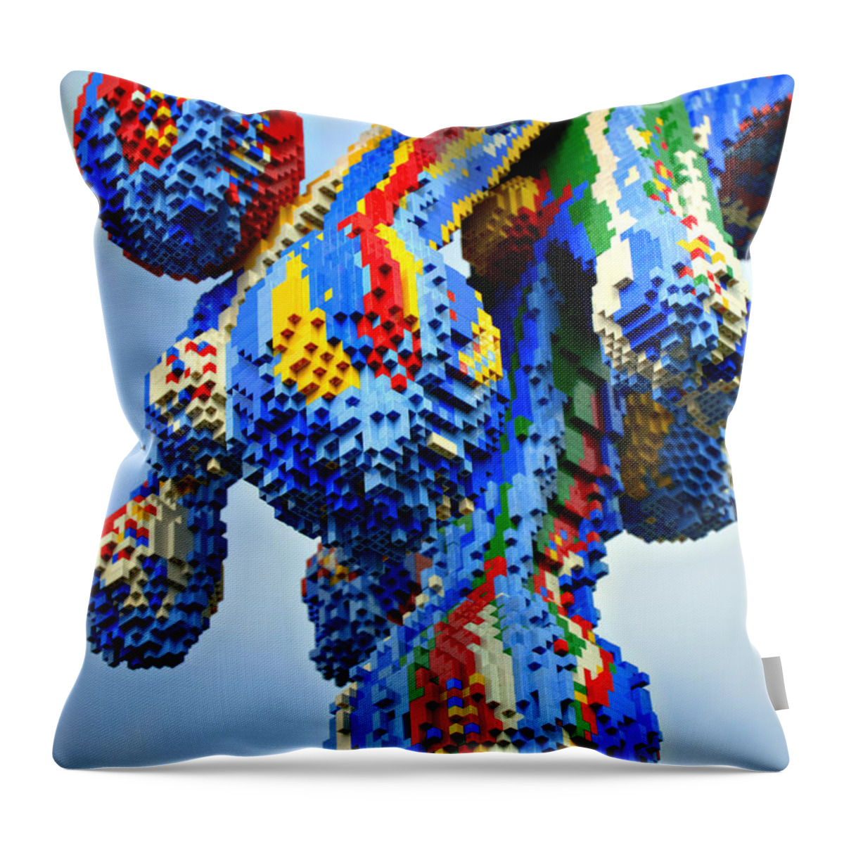 Paint Throw Pillow featuring the photograph Dripping Lego Paint by Ricky Barnard