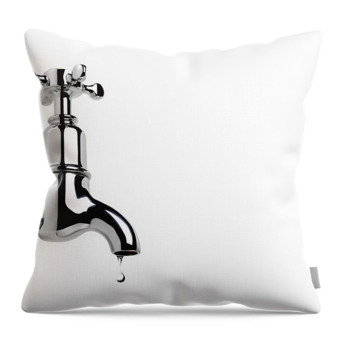 Environmental Conservation Throw Pillow featuring the photograph Dripping Tap With Copy Space by Peter Dazeley
