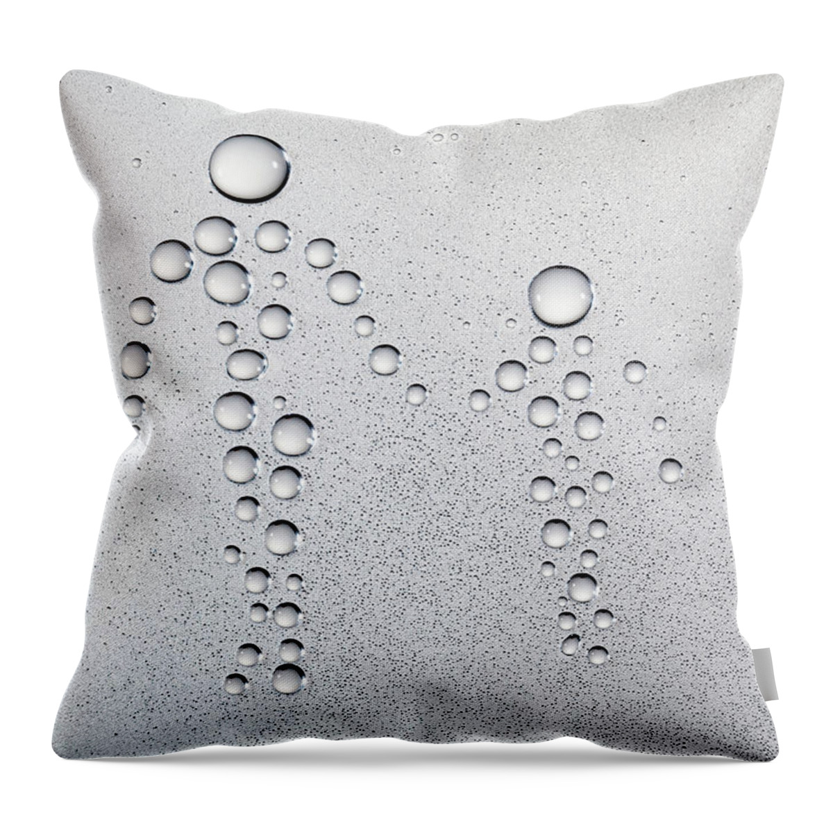 White Background Throw Pillow featuring the photograph Droplets Of Water That Shaped Walking by Hiroshi Watanabe