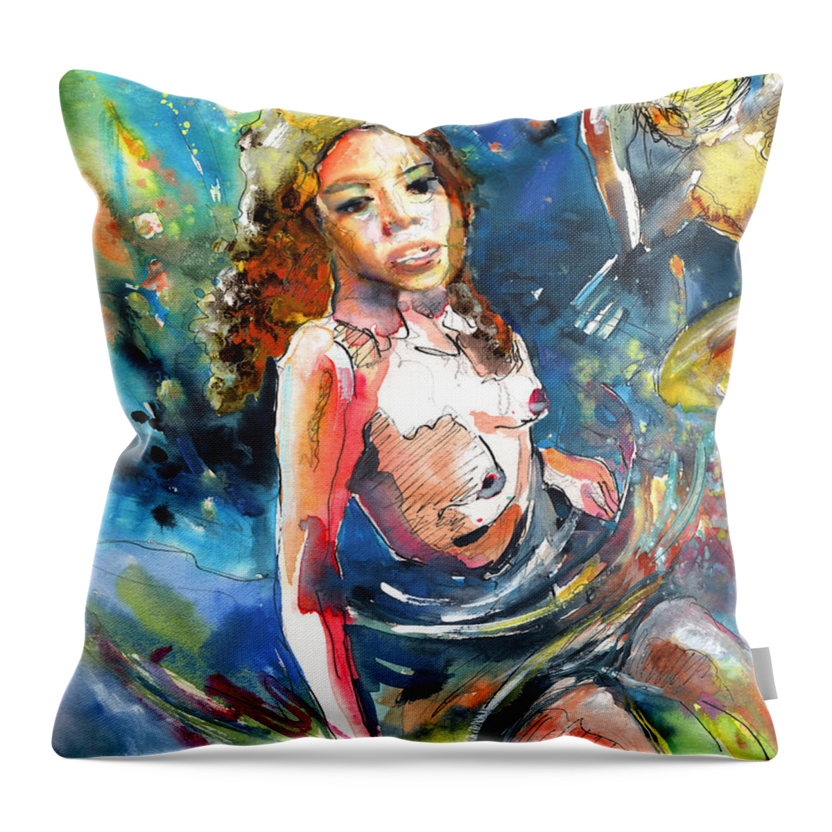 Women Throw Pillow featuring the painting Drowning in Love by Miki De Goodaboom