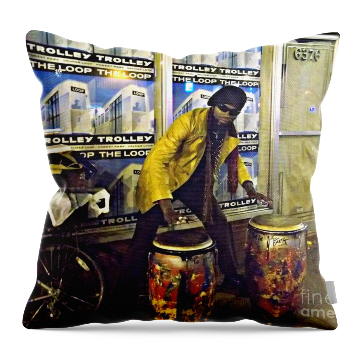  Throw Pillow featuring the photograph Drumma Man II by Kelly Awad