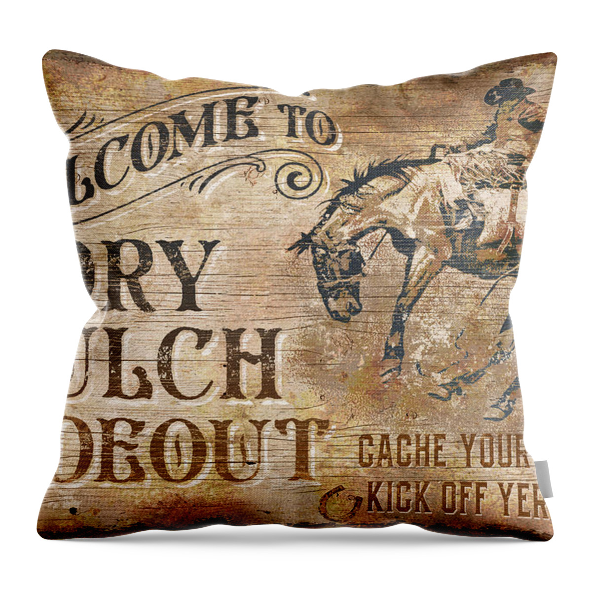 Horse Throw Pillow featuring the painting Dry Gulch Hideout by JQ Licensing