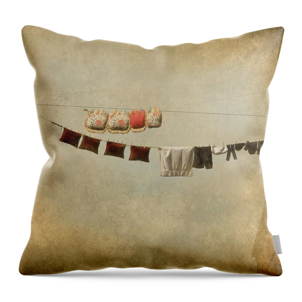 Clothesline Throw Pillow featuring the photograph Drying by Jeff Burgess
