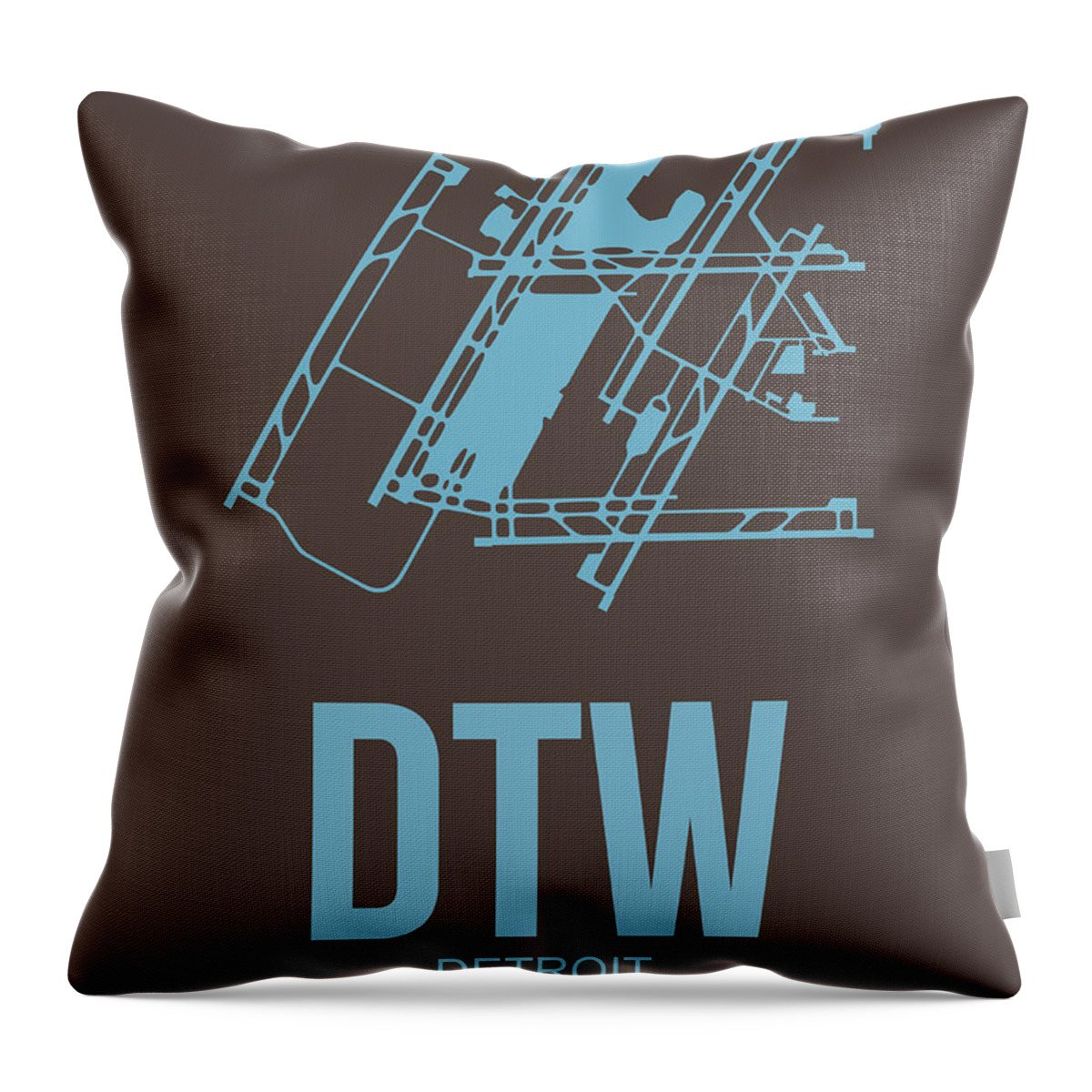 Detroit Throw Pillow featuring the digital art DTW Detroit Airport Poster 1 by Naxart Studio