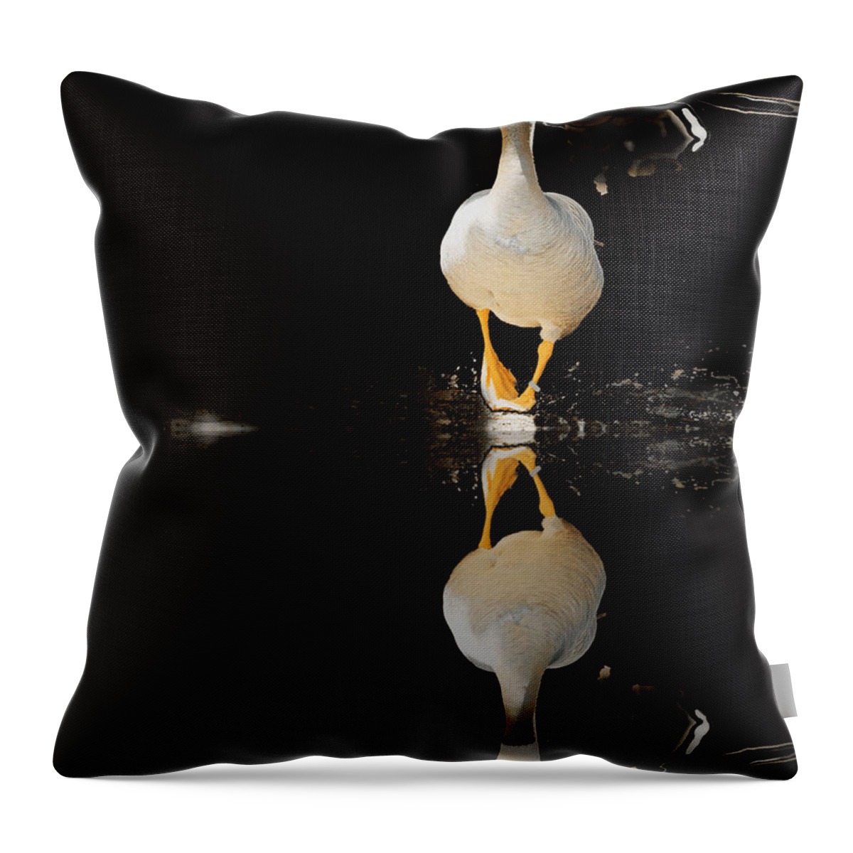 Duck Throw Pillow featuring the photograph Duck On Stage by Christine Sponchia