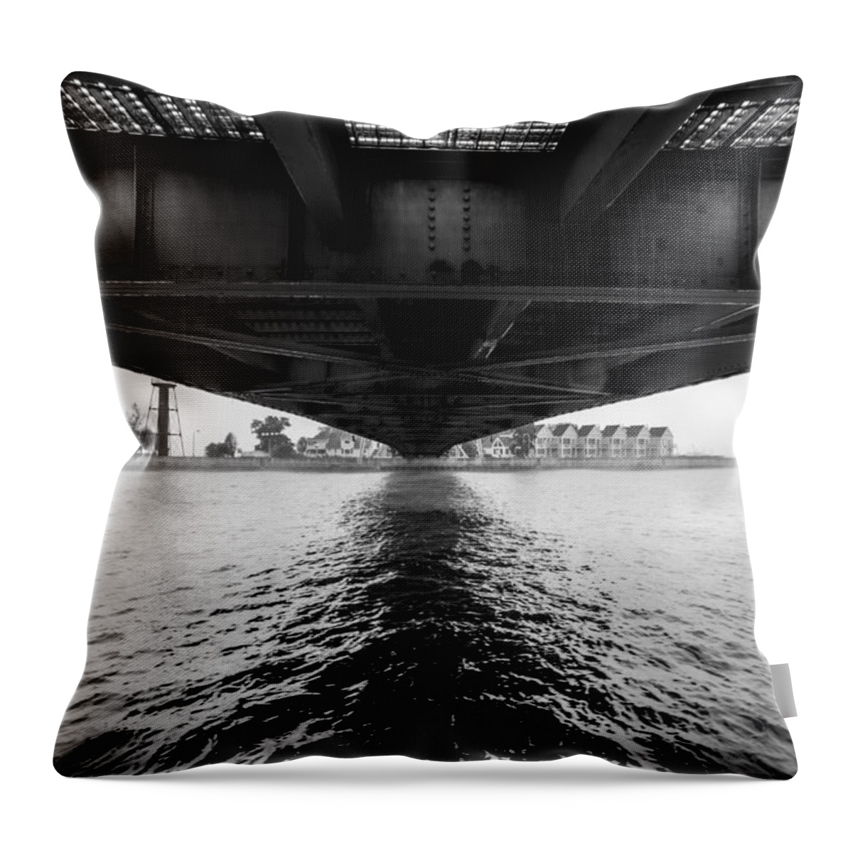 Architecture Throw Pillow featuring the photograph Duluth Lift Bridge by Tom Gort