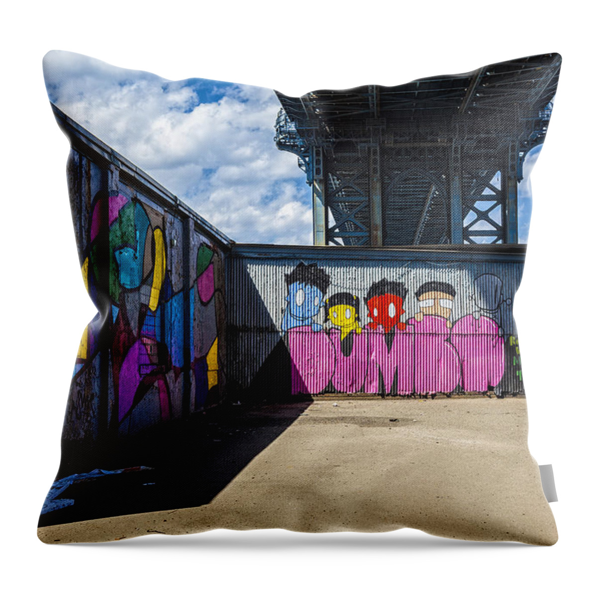 Graffiti Throw Pillow featuring the photograph Dumbo Graffiti by Madeline Ellis